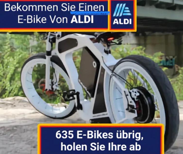 Bekommen Sie Einen
E-Bike Von ALDI ALDI
635 E-Bikes übrig,
holen Sie Ihre ab