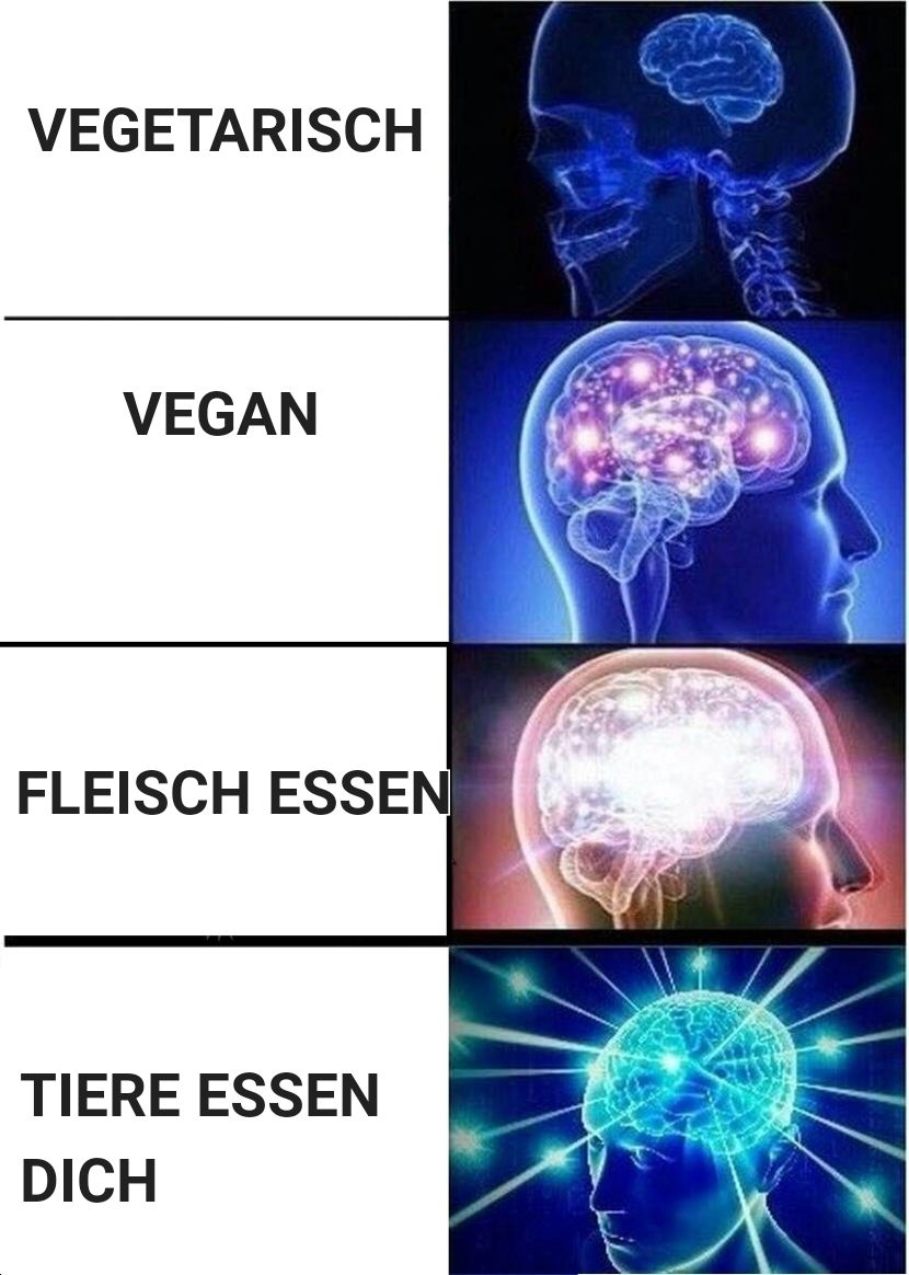 VEGETARISCH
VEGAN
FLEISCH ESSEN
TIERE ESSEN
DICH