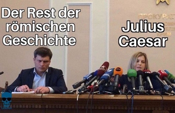 Der Rest der
römischen
Geschichte
Athmon
ПРОКУРАТ
Julius
Caesar
1255
OME
ESTE
M