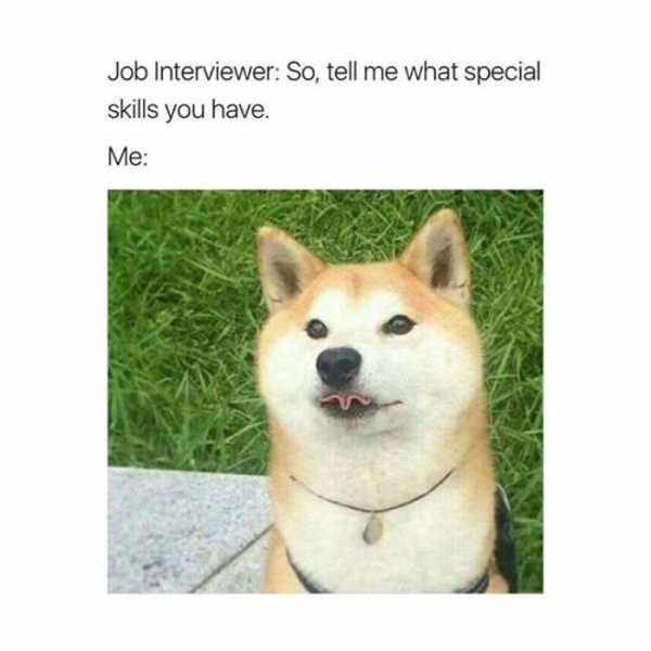 Job Interviewer: So, tell me what special
skills you have.
Me: