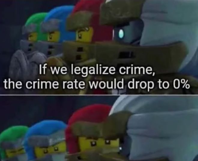 If we legalize crime,
the crime rate would drop to 0%