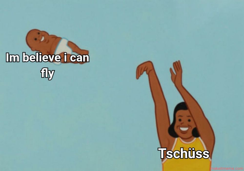 Im believe i can
fly
Tschüss
makeitmeme.com