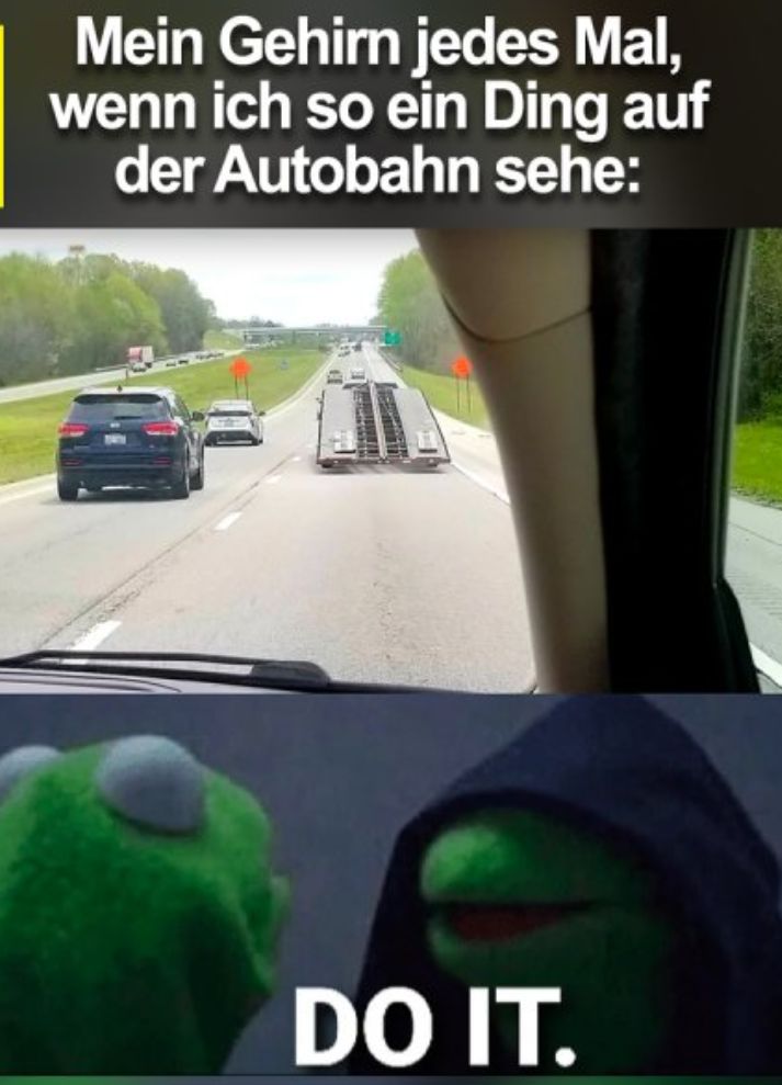 Mein Gehirn jedes Mal,
wenn ich so ein Ding auf
der Autobahn sehe:
DO IT.