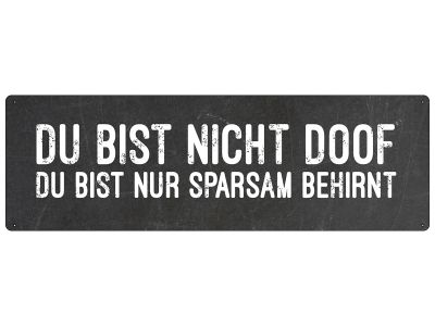 DU BIST NICHT DOOF
DU BIST NUR SPARSAM BEHIRNT