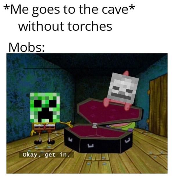 *Me goes to the cave*
without torches
Mobs:
24
okay, get in.