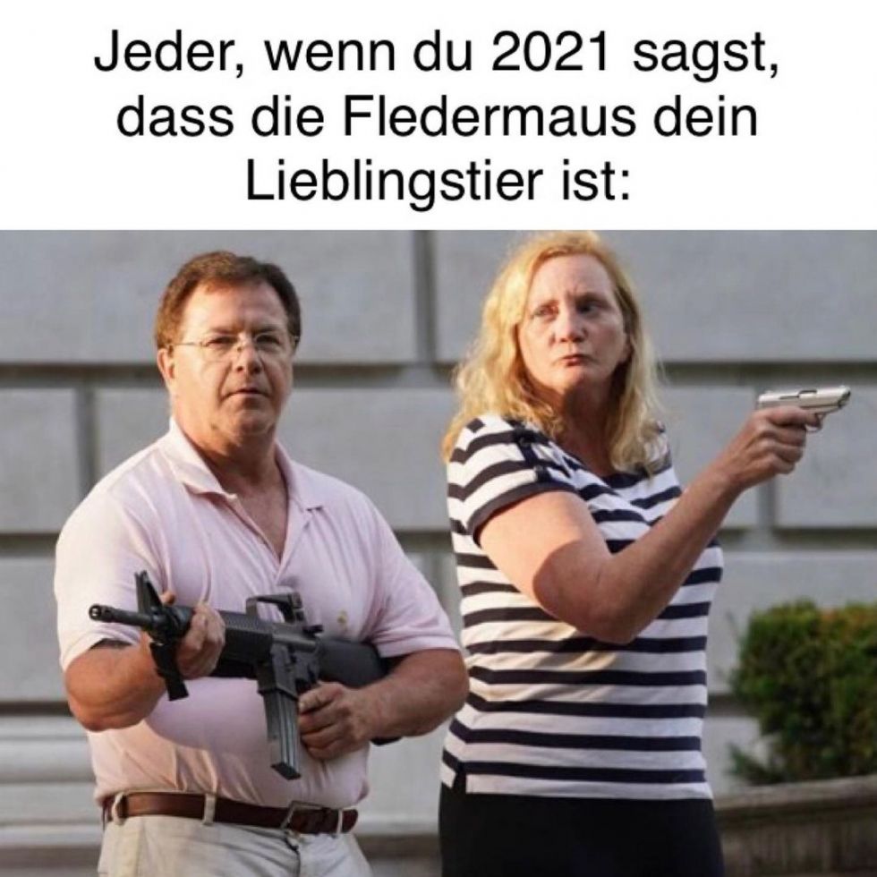 Jeder, wenn du 2021 sagst,
dass die Fledermaus dein
Lieblingstier ist: