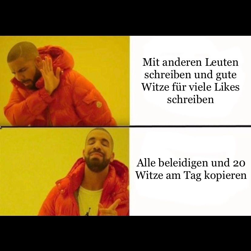 Mit anderen Leuten
schreiben und gute
Witze für viele Likes
schreiben
Alle beleidigen und 201
Witze am Tag kopieren