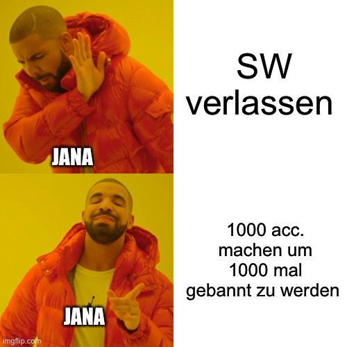 
JANA
JANA
SW
verlassen
1000 acc.
machen um
1000 mal
gebannt zu werden