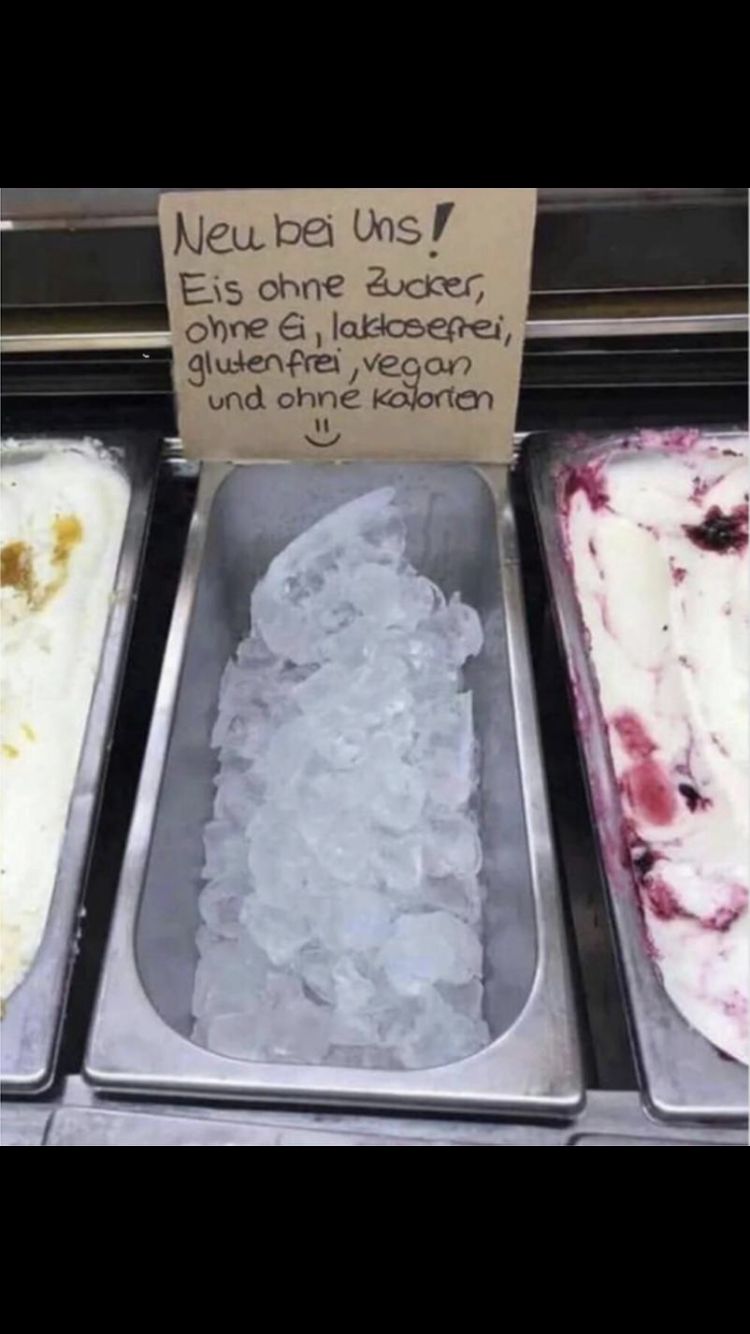 Neu bei Uns!
Eis ohne Zucker,
ohne Ei, laktosefrei,
gluten frei, vegan
und ohne kalorien