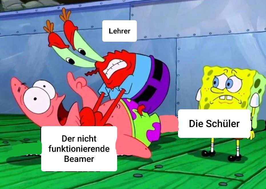 Lehrer
Der nicht
funktionierende
Beamer
5
O
O
Die Schüler