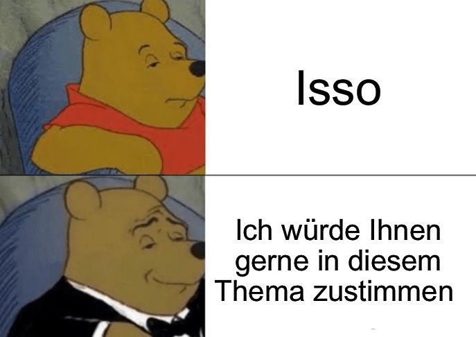 Isso
Ich würde Ihnen
gerne in diesem
Thema zustimmen