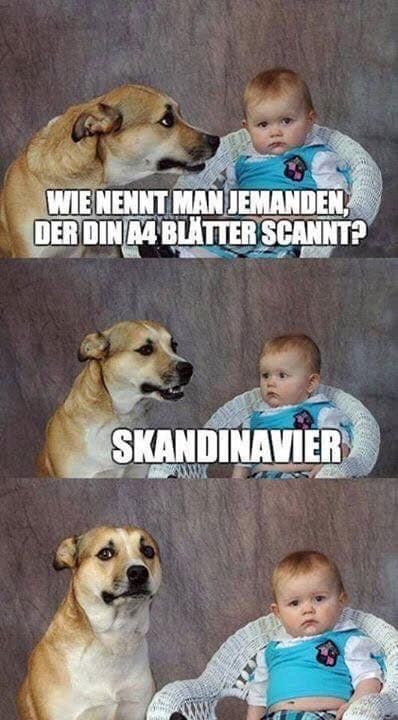 WIE NENNT MAN JEMANDEN,
DER DIN A4 BLÄTTER SCANNT?
SKANDINAVIER