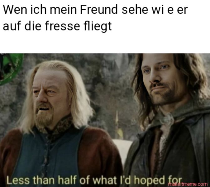 Wen ich mein Freund sehe wi e er
auf die fresse fliegt
Less than half of what I'd hoped formeme
makeitmeme.com