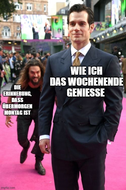 DIE
ERINNERUNG,
DASS
ÜBERMORGEN
MONTAG IST

WIE ICH
DAS WOCHENENDE
GENIESSE