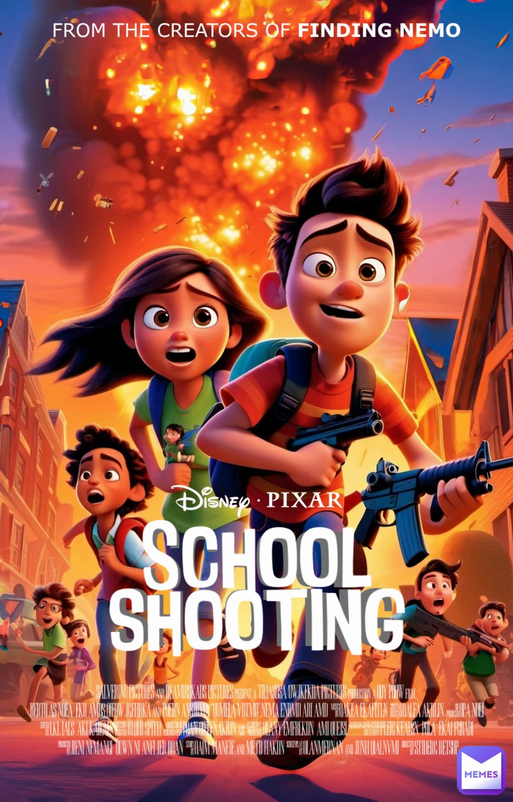 FROM THE CREATORS OF FINDING NEMO
DISNEY PIXAR
SCHOOL
SHOOTING
SALVERIND PICTURES AND DEAMIRSKADS PICTURES PRESENT A TRIASISA OWJKEKHA PICHARES PRETION CODY POGW FIRM
BERTOLAS NOEA EKR AVISOLERW JCHHIRKA AND PERN ANSEHEN "TUMELA VETMIT NEMA ENRMID ARI AMD "FOAKEA EKAHITION ALEXAKRUN BOPANOL
LKLIAIS AKI KARLOD SPOITINAAS NAKRIN
ANYÉMEBIKON AMIQUES
PLEIC KEADRA KOLA EKAI PORADI
JIENI NEMANGI UWN NI ANFI JER ROAN THOAIM MANEJE AND METIB HAKON AHOLAMMERNAN AND JUNH QUALNVMISTIDERC RETSOP
MEMES