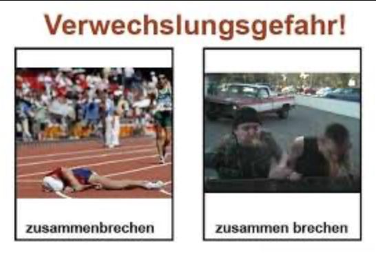 Verwechslungsgefahr!
zusammenbrechen
zusammen brechen