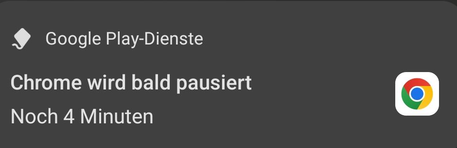 Google Play-Dienste
Chrome wird bald pausiert
Noch 4 Minuten
O
