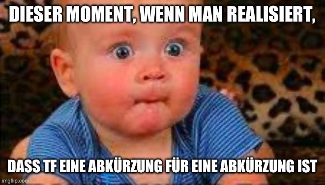 DIESER MOMENT, WENN MAN REALISIERT,
DASS TF EINE ABKÜRZUNG FÜR EINE ABKÜRZUNG IST
