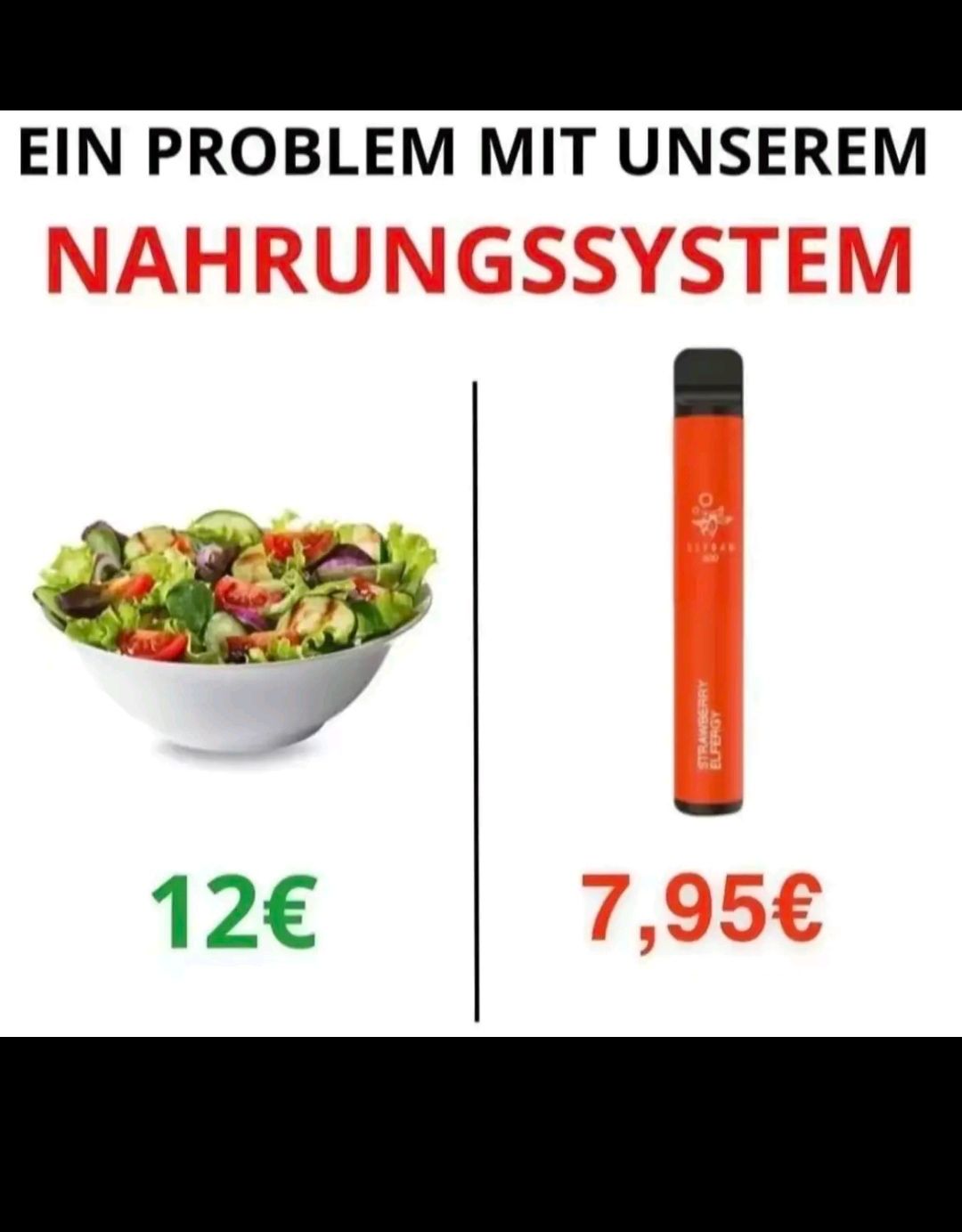 EIN PROBLEM MIT UNSEREM
NAHRUNGSSYSTEM
12€
STRAWBERRY
ELFERGY
7,95€