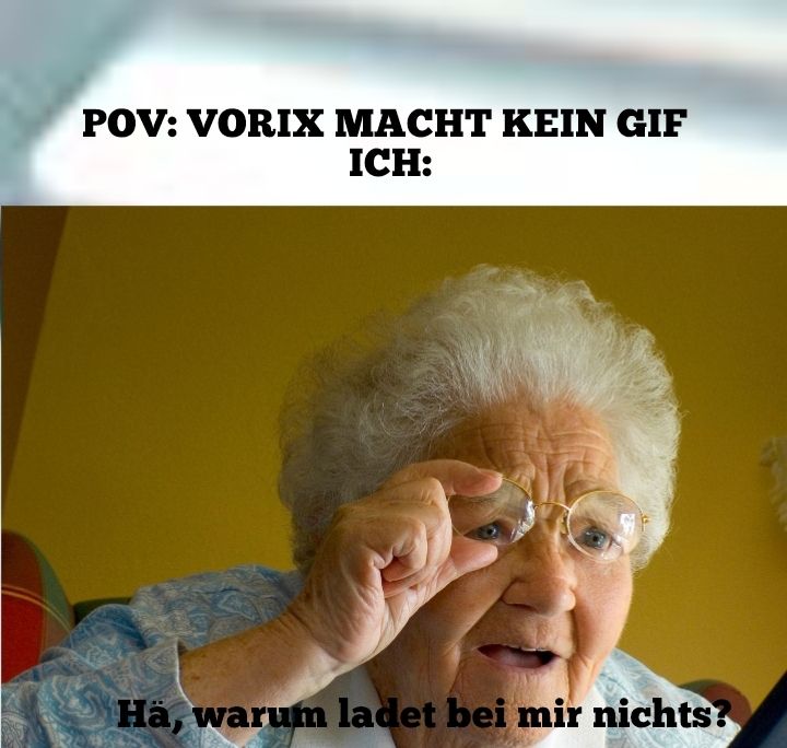 POV: VORIX MACHT KEIN GIF
ICH:
Hä, warum ladet bei mir nichts?