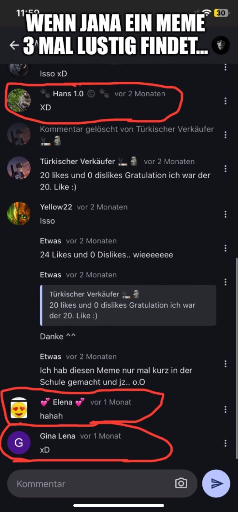 "WENN JANA EIN MEMEⓇ
+ 3^MAL LUSTIG FINDET...
G
Isso xD
XD
Hans 1.0
Kommentar gelöscht von Türkischer Verkäufer
Türkischer Verkäufer
vor 2 Monaten
20 likes und 0 dislikes Gratulation ich war der
20. Like :)
vor 2 Monaten
Yellow22 vor 2 Monaten
Isso
Etwas vor 2 Monaten
24 Likes und 0 Dislikes... wieeeeeee
Etwas vor 2 Monaten
Türkischer Verkäufer
20 likes und 0 dislikes Gratulation ich war
der 20. Like :)
Danke ^^
Etwas vor 2 Monaten
Ich hab diesen Meme nur mal kurz in der
Schule gemacht und jz.. o.O
Elena vor 1 Monat
hahah
Gina Lena vor 1 Monat
xD
Kommentar
CO
30
V
***
...
:
...
***
***
***
...