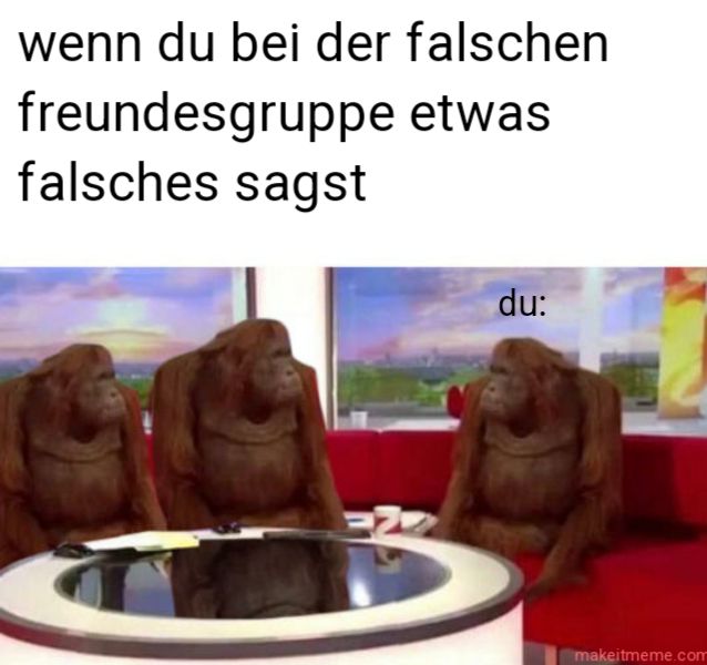 wenn du bei der falschen
freundesgruppe etwas
falsches sagst
du:
makeitmeme.com