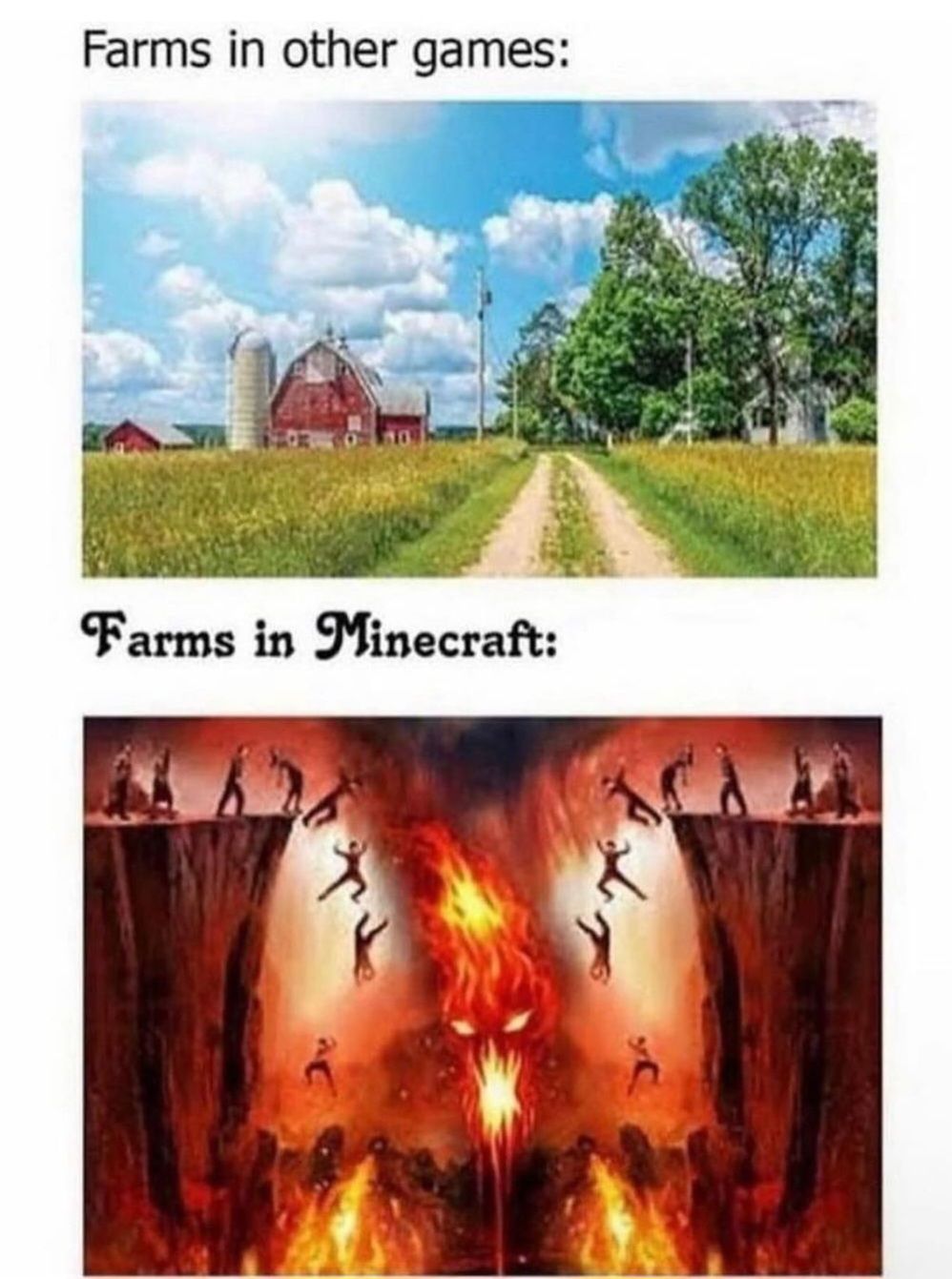 Farms in other games:
Farms in Minecraft:
Tu