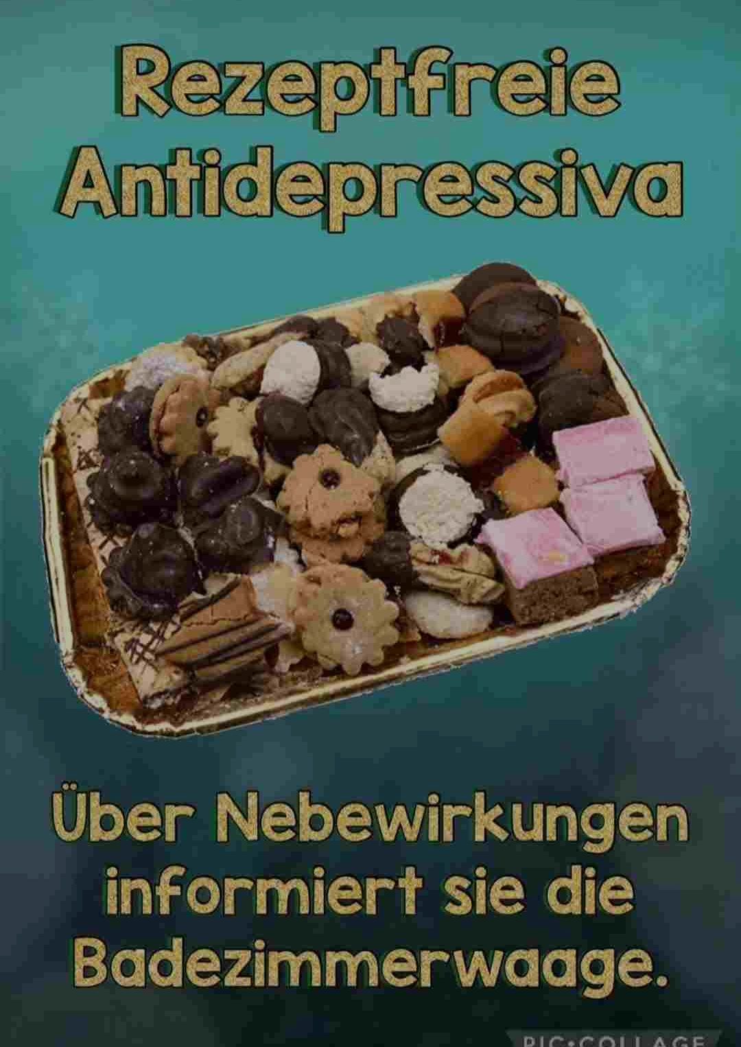 Rezeptfreie
Antidepressiva
Über Nebewirkungen
informiert sie die
Badezimmerwaage.
PIC-COLLAGE