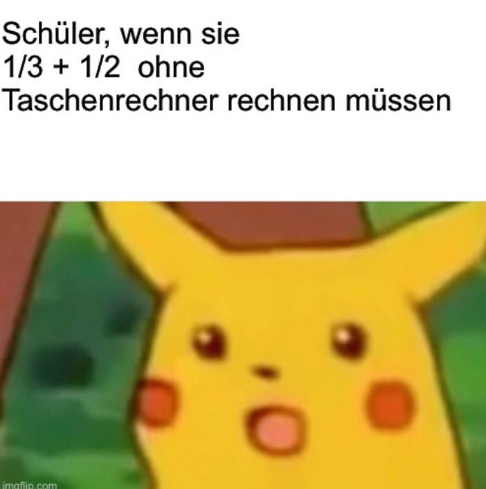 Schüler, wenn sie
1/3 + 1/2 ohne
Taschenrechner rechnen müssen

*