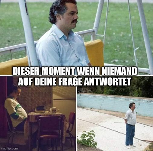 DIESER MOMENT WENN NIEMAND
AUF DEINE FRAGE ANTWORTET
