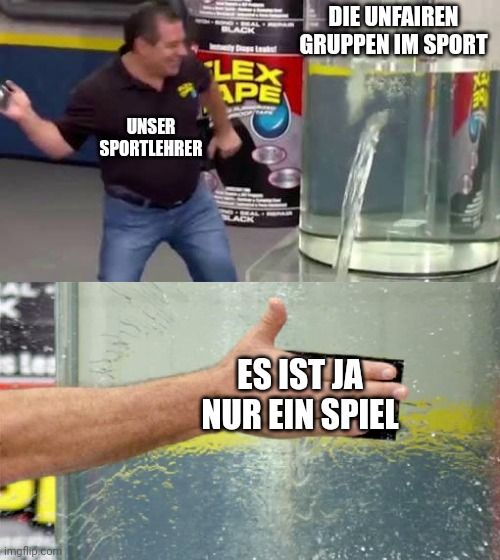 2

teabe
LEX
А APE
UNSER
SPORTLEHRER
DIE UNFAIREN
GRUPPEN IM SPORT
ES IST JA
NUR EIN SPIEL