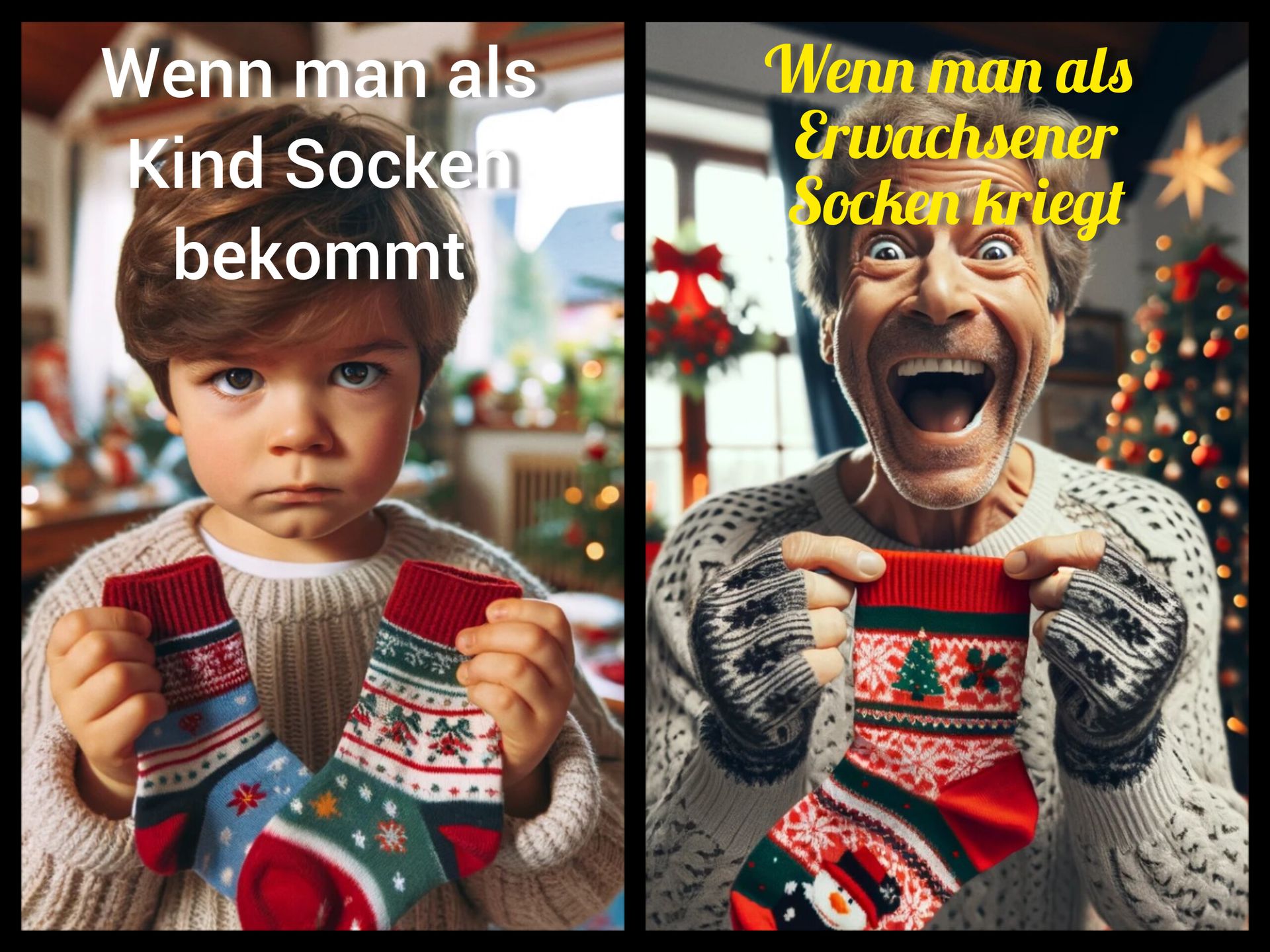 Wenn man als
Kind Socken
bekommt
$4
Wenn man als
Erwachsener
Socken kriegt
L
Tt