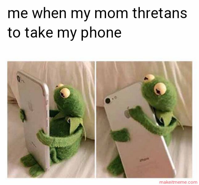 me when my mom thretans
to take my phone
makeitmeme.com