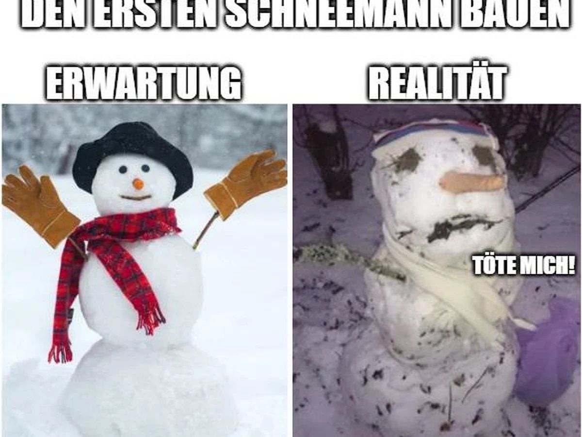 DEN ERSTEN SCHNEEMANN BAUEN
ERWARTUNG
REALITÄT
TÖTE MICH!