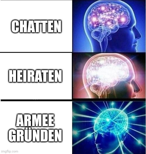 CHATTEN
HEIRATEN
ARMEE
GRÜNDEN
