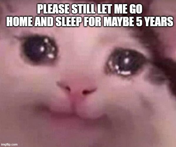 PLEASE STILL LET ME GO
HOME AND SLEEP FOR MAYBE 5 YEARS
