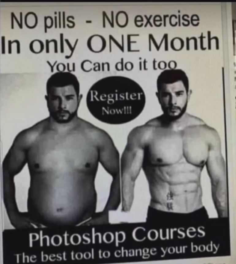 NO pills - NO exercise
In only ONE Month
You Can do it too
Register
Now!!!
Photoshop Courses
The best tool to change your body