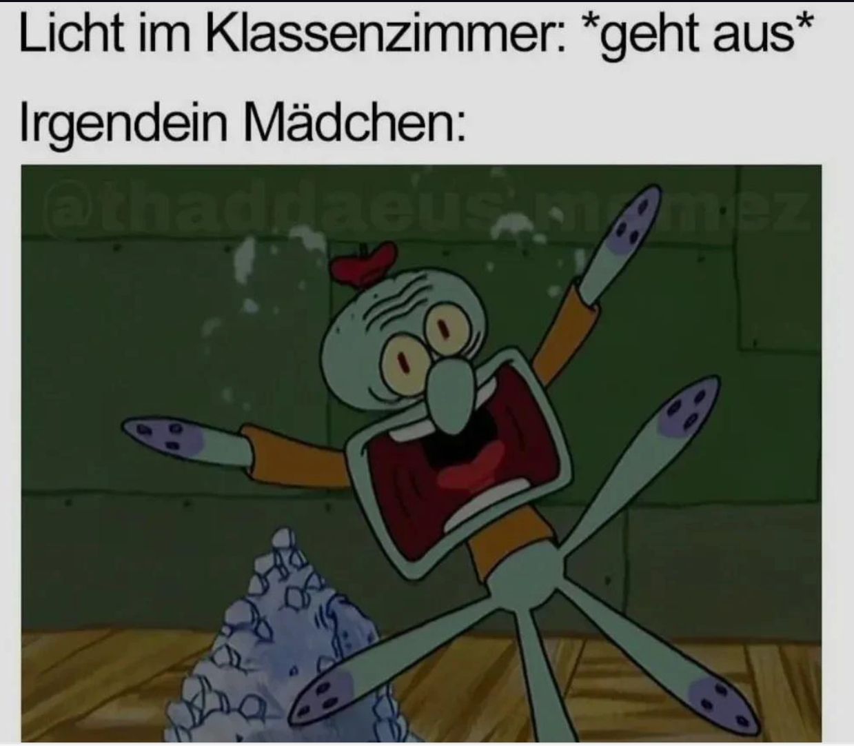 Licht im Klassenzimmer: *geht aus*
Irgendein Mädchen:
@thaddaeus.