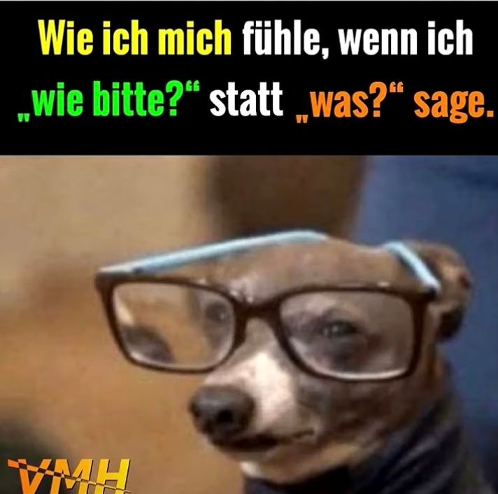 Wie ich mich fühle, wenn ich
„wie bitte?" statt „was?" sage.
VMH