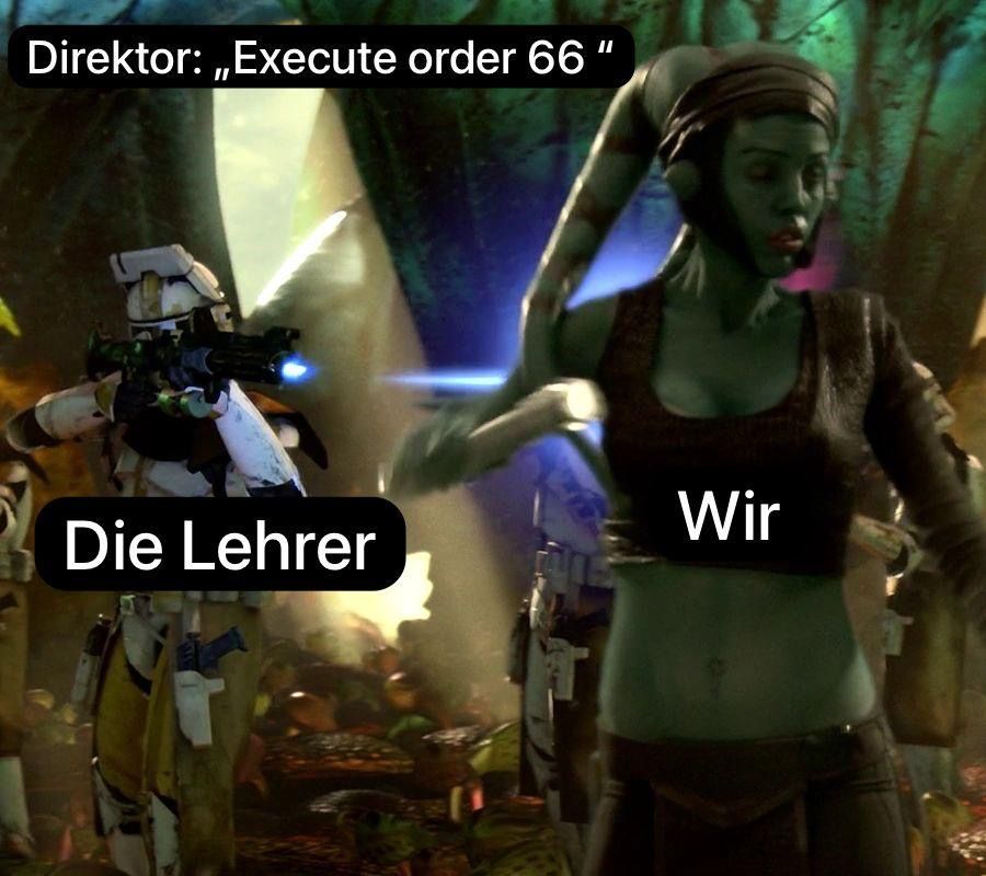 Direktor:,,Execute order 66"
Wir
Die Lehrer