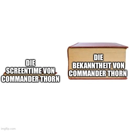 DIE
DIE
SCREENTIME VON
COMMANDER THORN
BEKANNTHEIT VON
COMMANDER THORN
