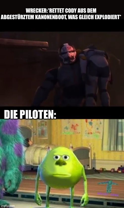 WRECKER:*RETTET CODY AUS DEM
ABGESTÜRZTEM KANONENBOOT, WAS GLEICH EXPLODIERT*
DIE PILOTEN:
