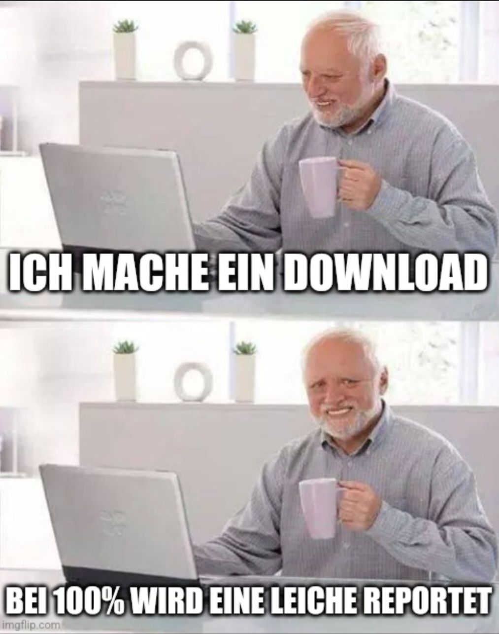 ICH MACHE EIN DOWNLOAD
BEI 100% WIRD EINE LEICHE REPORTET
