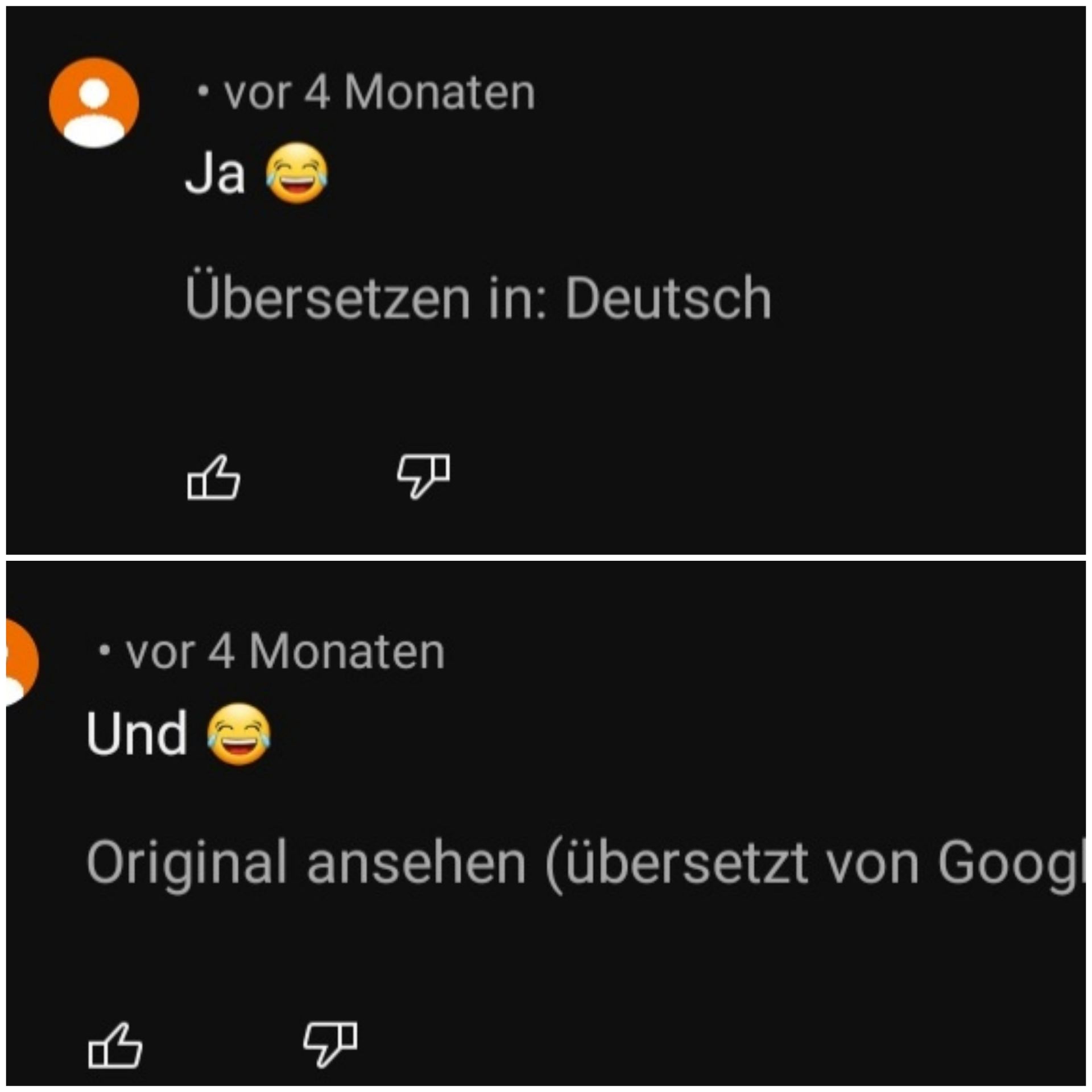 • vor 4 Monaten
Ja
C
Übersetzen in: Deutsch
☑
⚫ vor 4 Monaten
Und
Original ansehen (übersetzt von Goog
в я
B