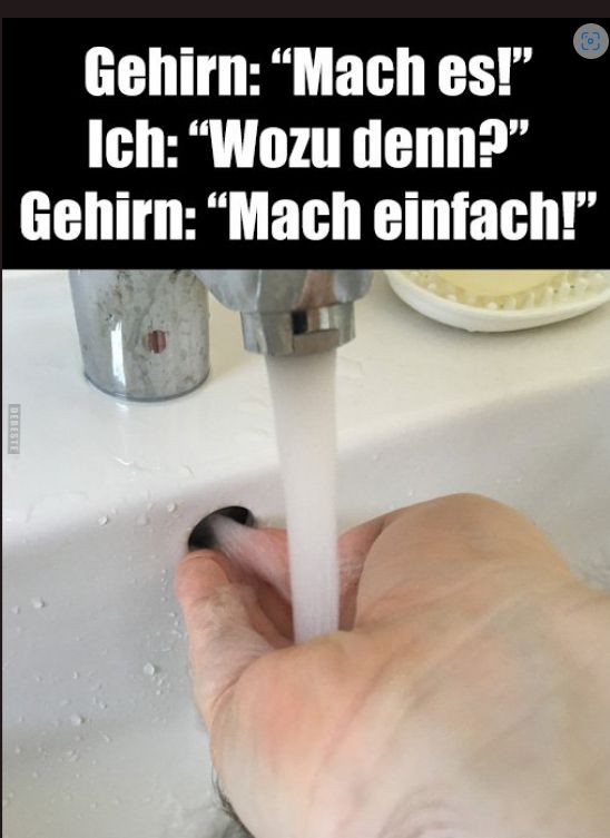 Gehirn: "Mach es!"
Ich: "Wozu denn?"
Gehirn: "Mach einfach!"