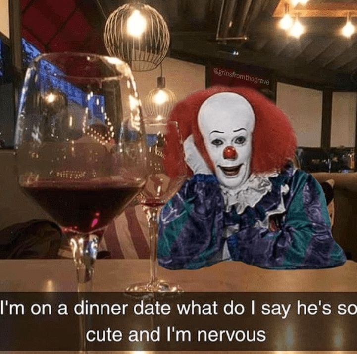 @grinsfromthegrave
I'm on a dinner date what do I say he's so
cute and I'm nervous