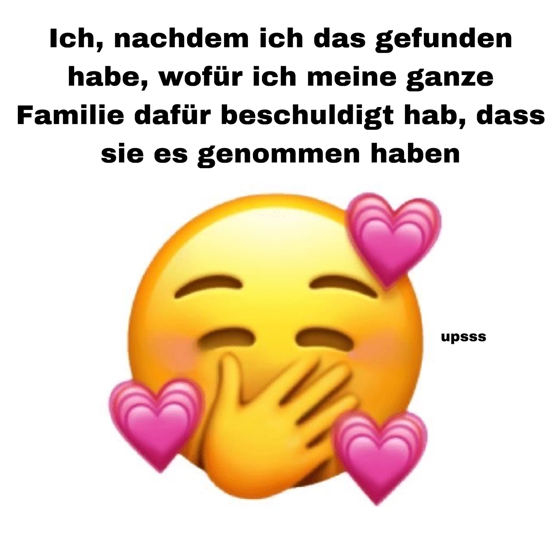 Ich, nachdem ich das gefunden
habe, wofür ich meine ganze
Familie dafür beschuldigt hab, dass
sie es genommen haben
upsss