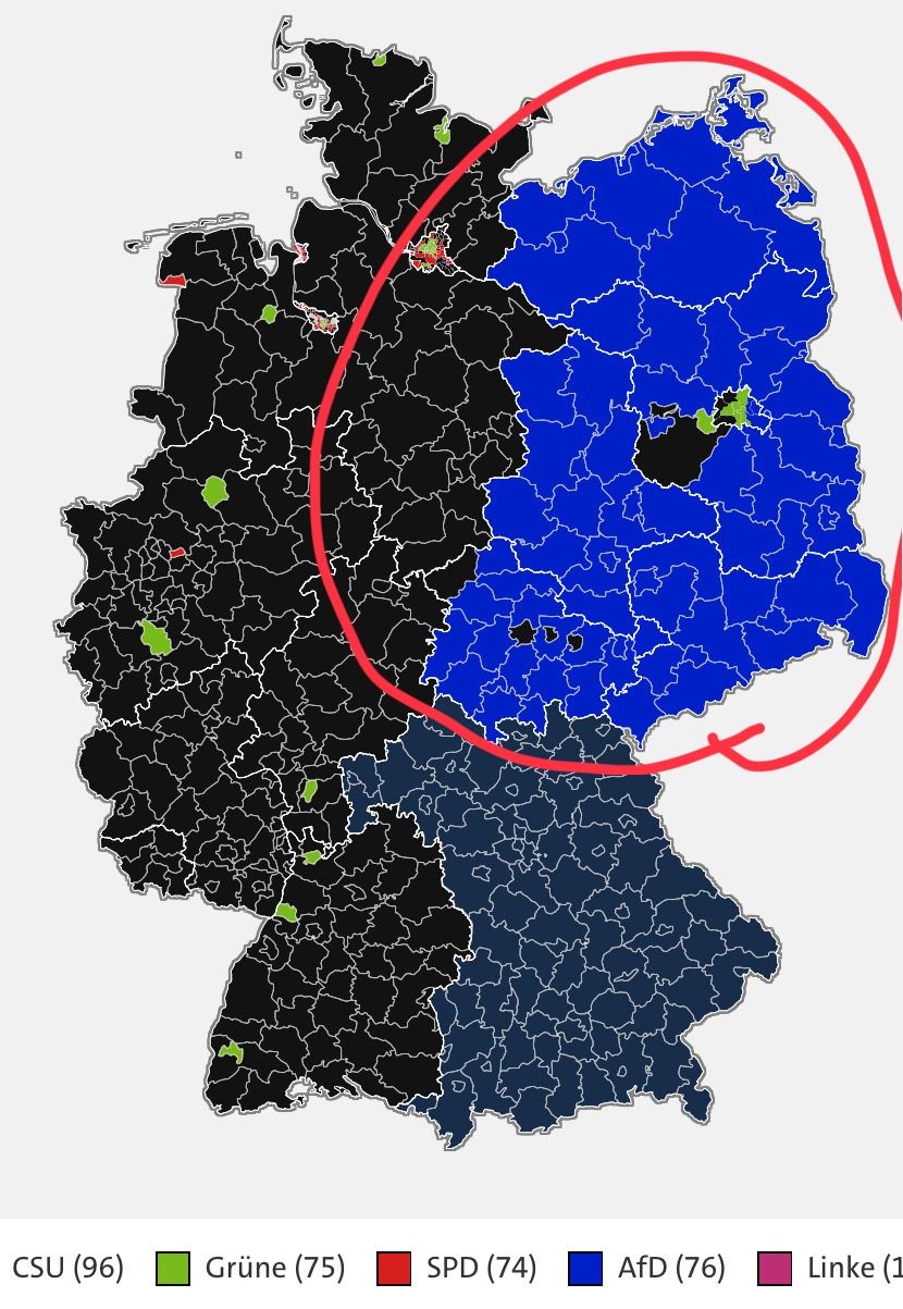 CSU (96)
Grüne (75)
SPD (74)
AfD (76)
Linke (1