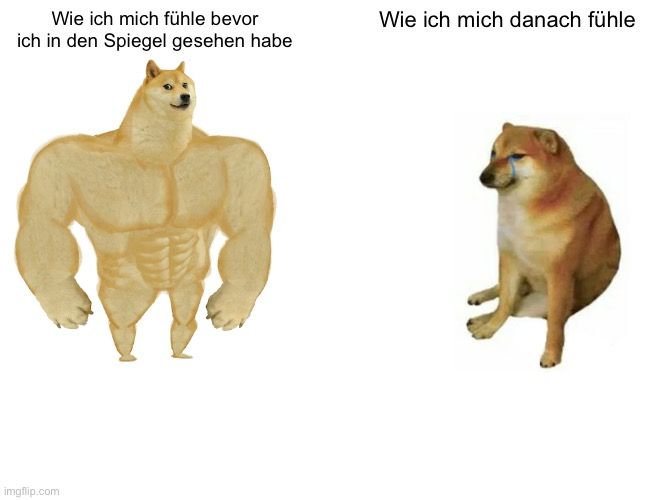 Wie ich mich fühle bevor
ich in den Spiegel gesehen habe
Wie ich mich danach fühle
