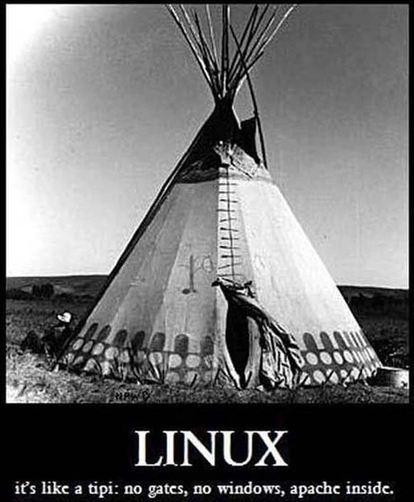 LINUX
it's like a tipi: no gates, no windows, apache inside.